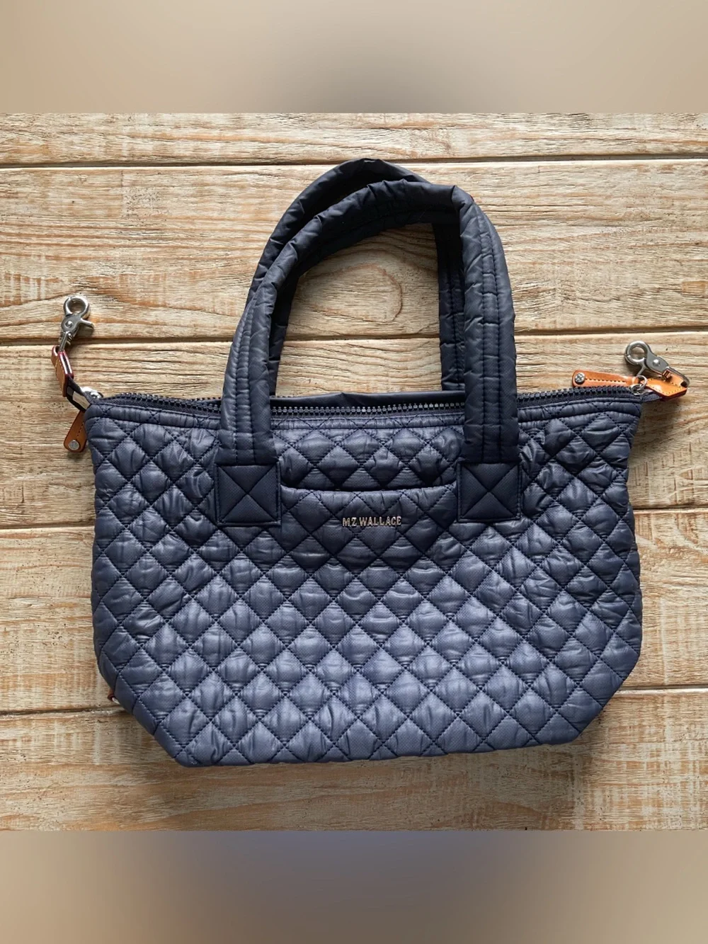 MZ Wallace Navy Quilter Medium Sutton Deluxe, Includes Duster and Straps